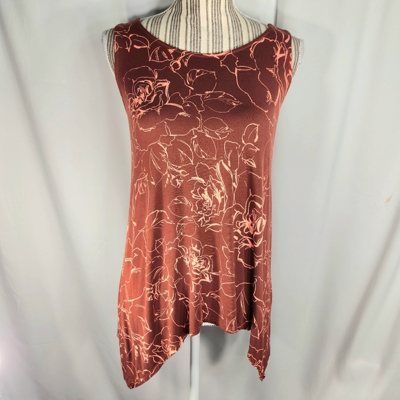 Apt. 9 Rust & Orange Twisted Back Straps Keyhole Opening Sleeveless Top Small - Picture 1 of 9
